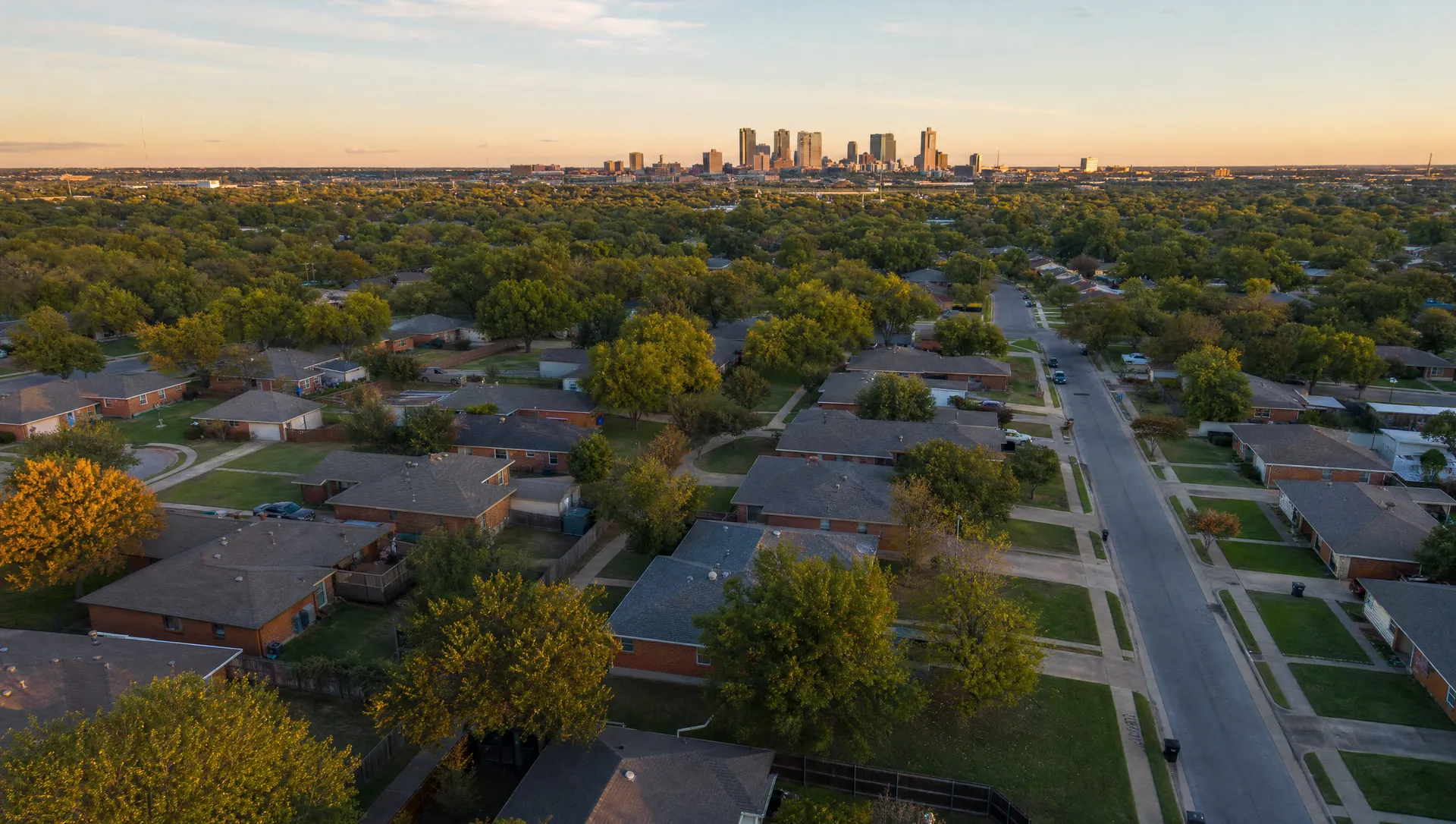 Aerial view of Saginaw, TX neighborhoods served by local mold removal specialists